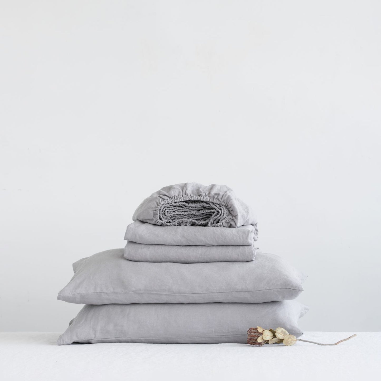 Linen Tales Light Grey Linen Sheet Set