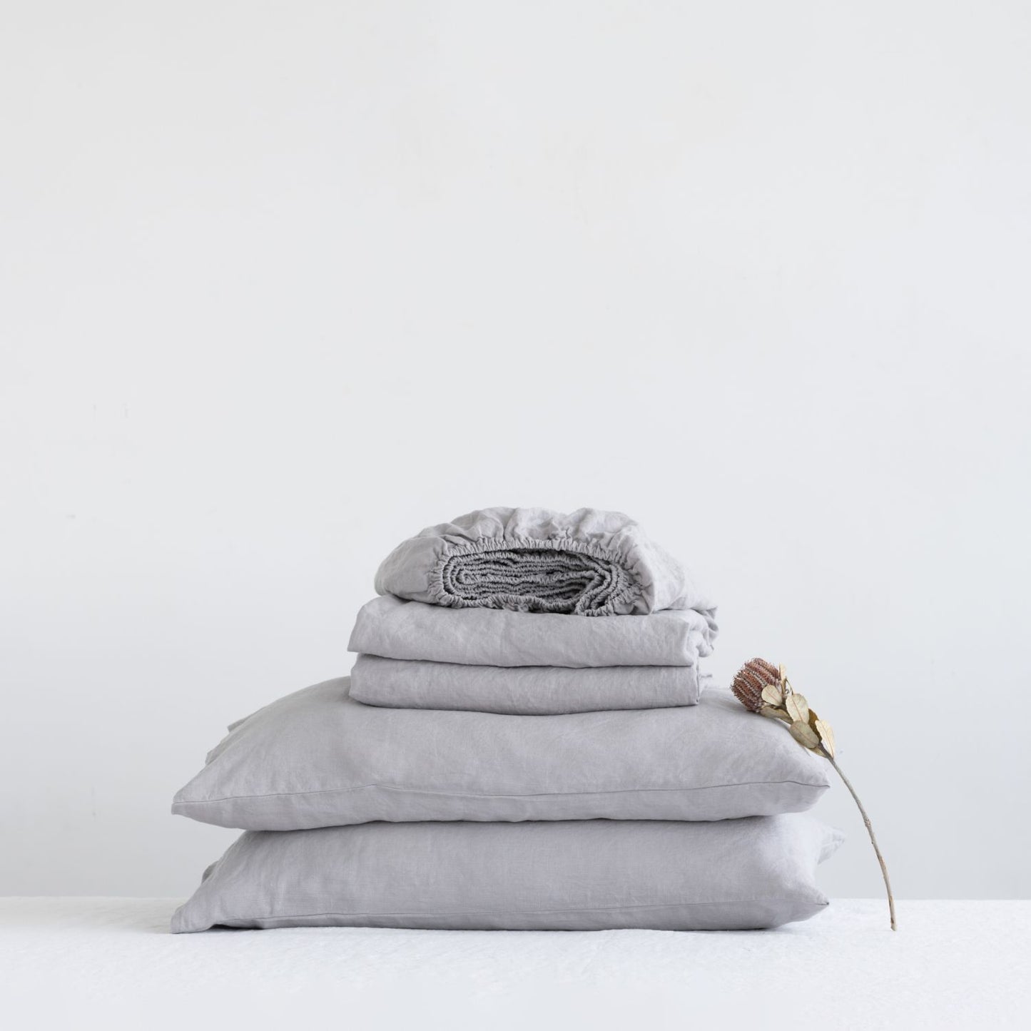 Linen Tales Light Grey Linen Sheet Set