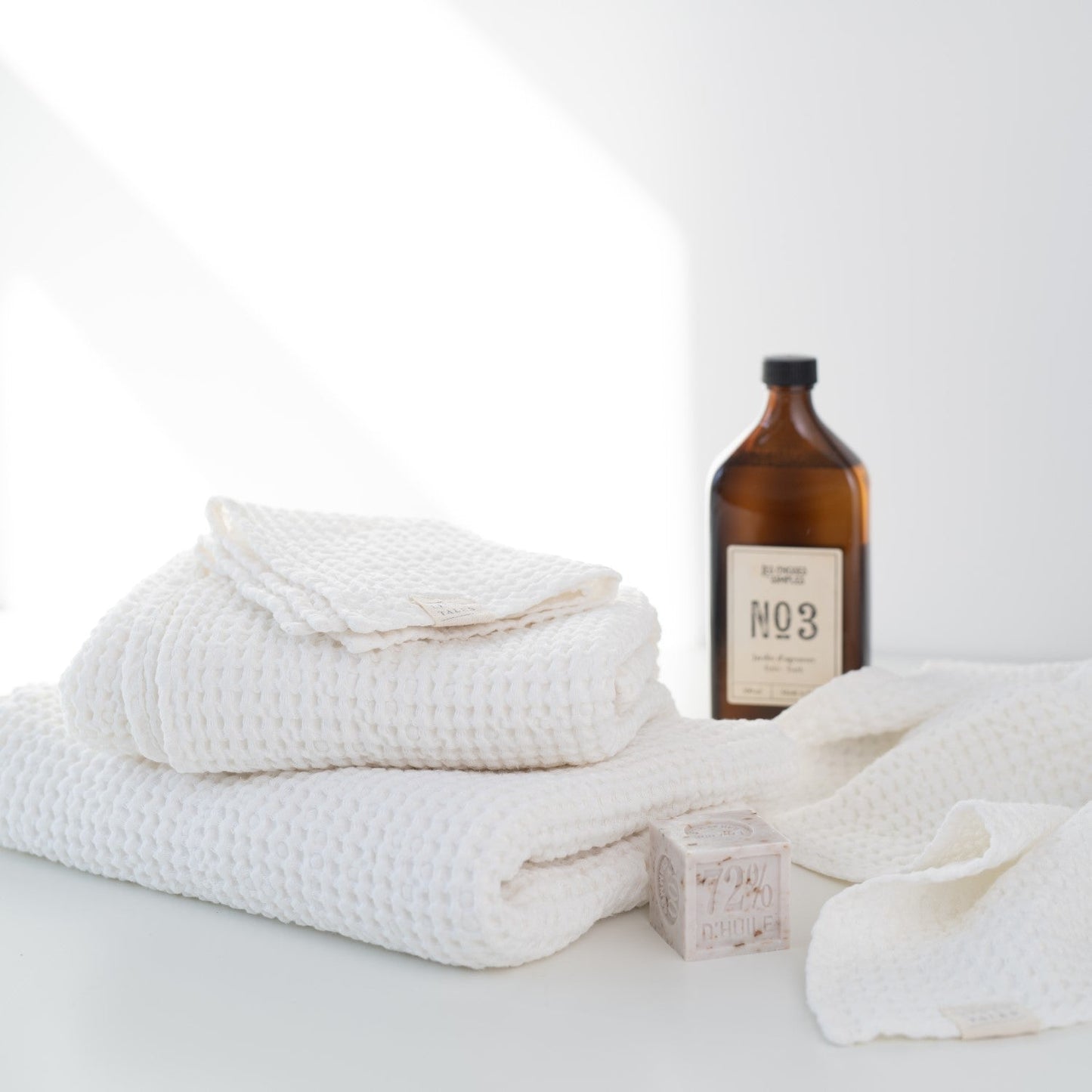 Linen Tales White Linen & Cotton Honeycomb Waffle Towel